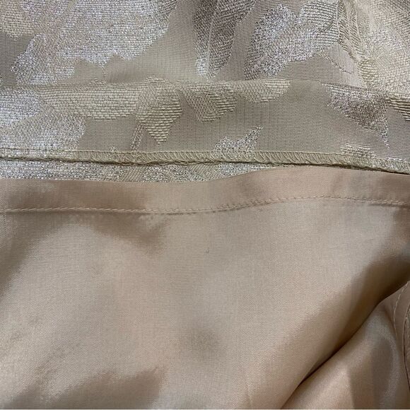 Eliza J Champagne Color Floral Brocade Ruffle Neckline Sleeveless Dress Medium - Picture 12 of 13